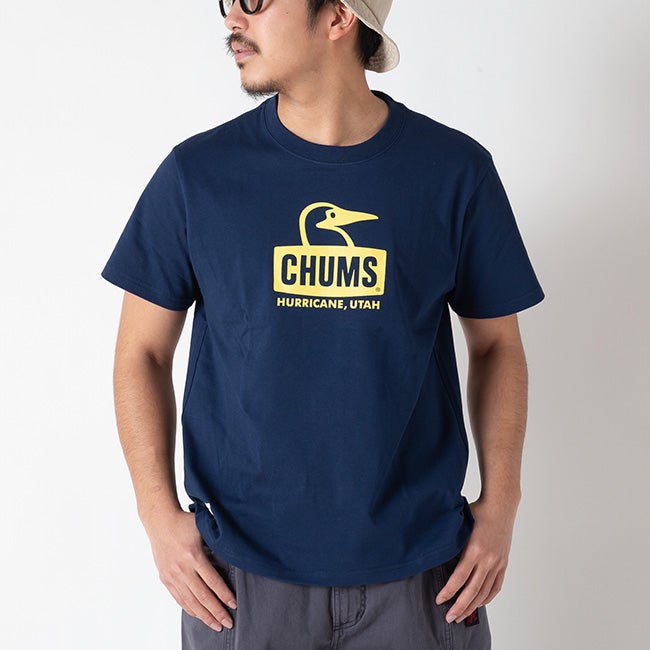 「ゆーみーたんM,XLセット」チャムス ブービーロゴTシャツ ネイビー Booby Onigiri Friends T-Shirt|CHUMS(チャムス)|アウトドア
