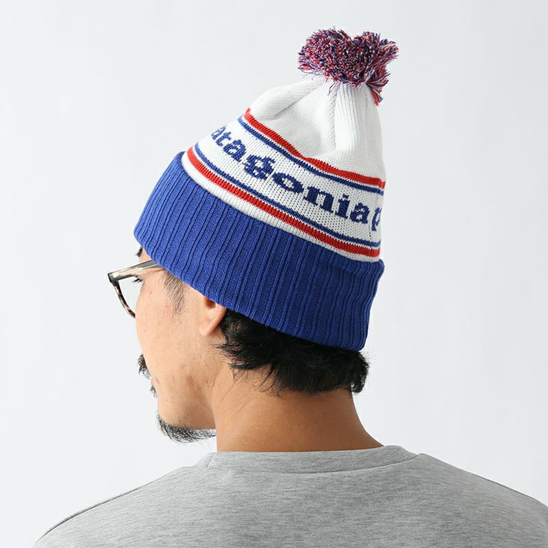 ★新品★patagonia★パタゴニア★ニット帽★ボンボン★ネイビー★ホワイト★ BEAMS（ビームス）Patagonia / Powder Town Beanie（帽子 ニット
