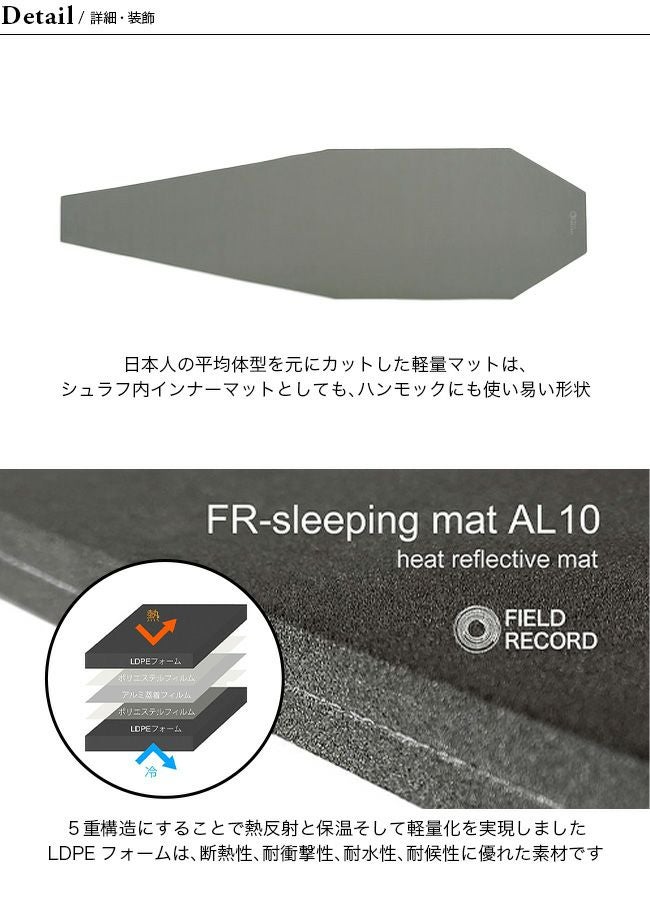 FIELD RECORD フィールドレコード FRスリーピングマット AL10｜SUNDAY