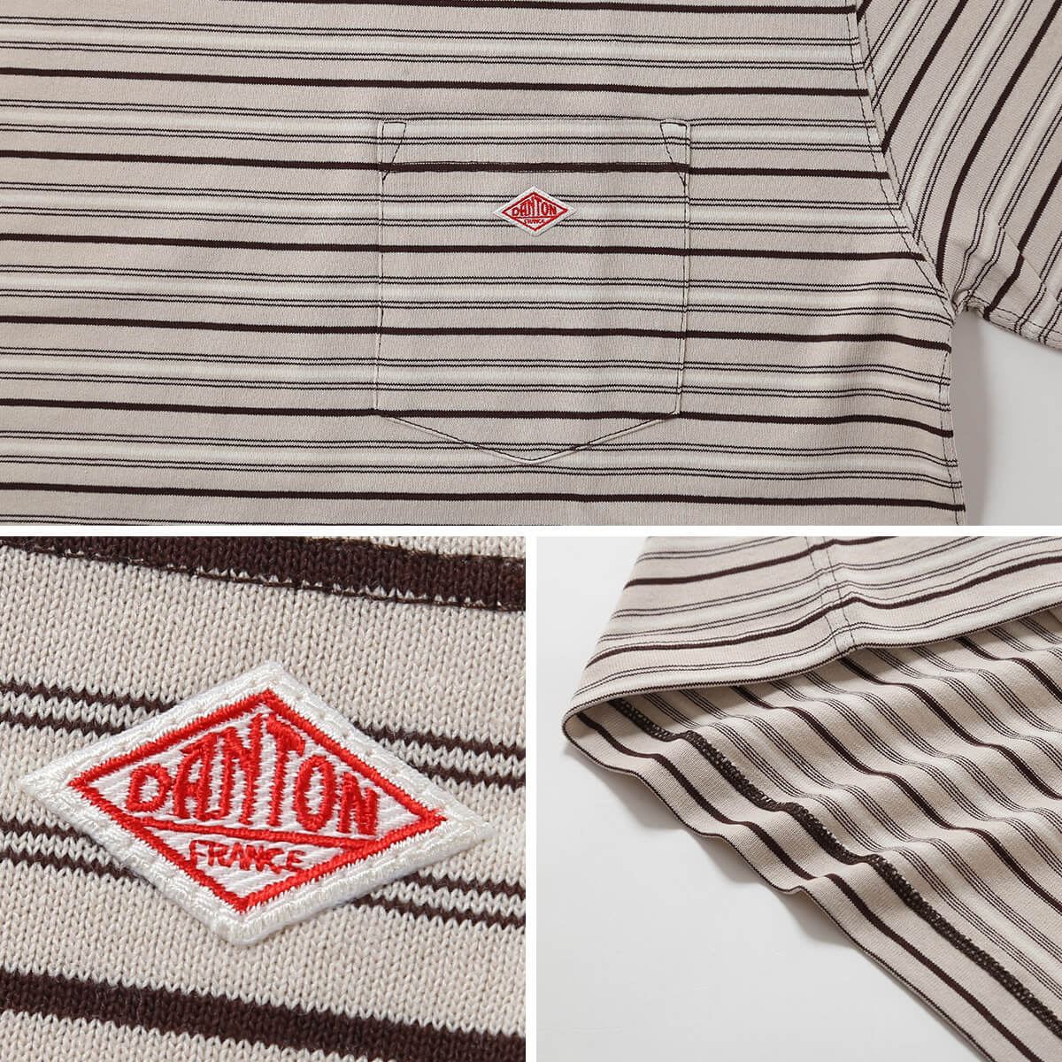 DANTON ダントン ポケットTシャツ[ボーダー] T/Cオープンエンド