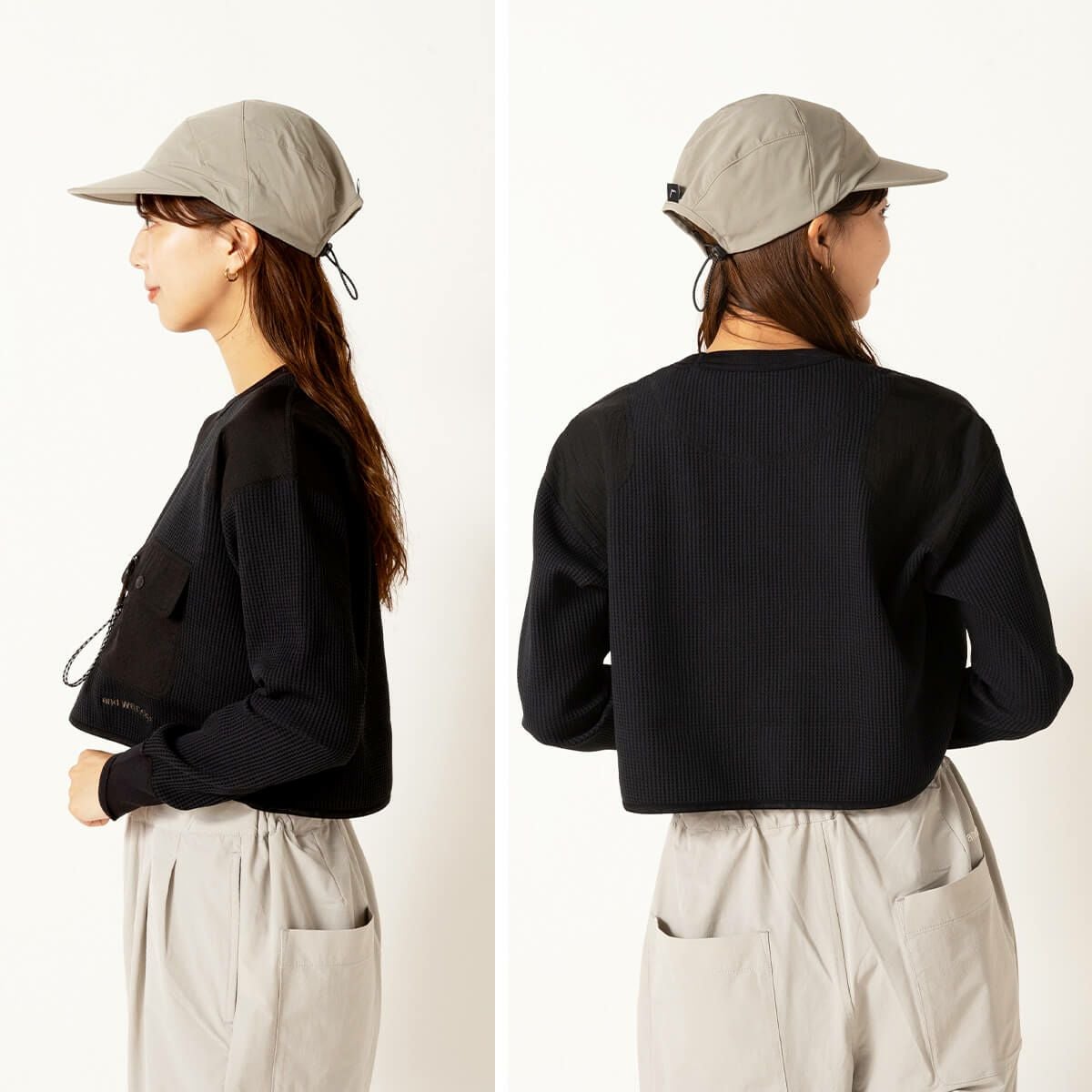 and wander アンドワンダー PEワッフルショートレングスT【ウィメンズ