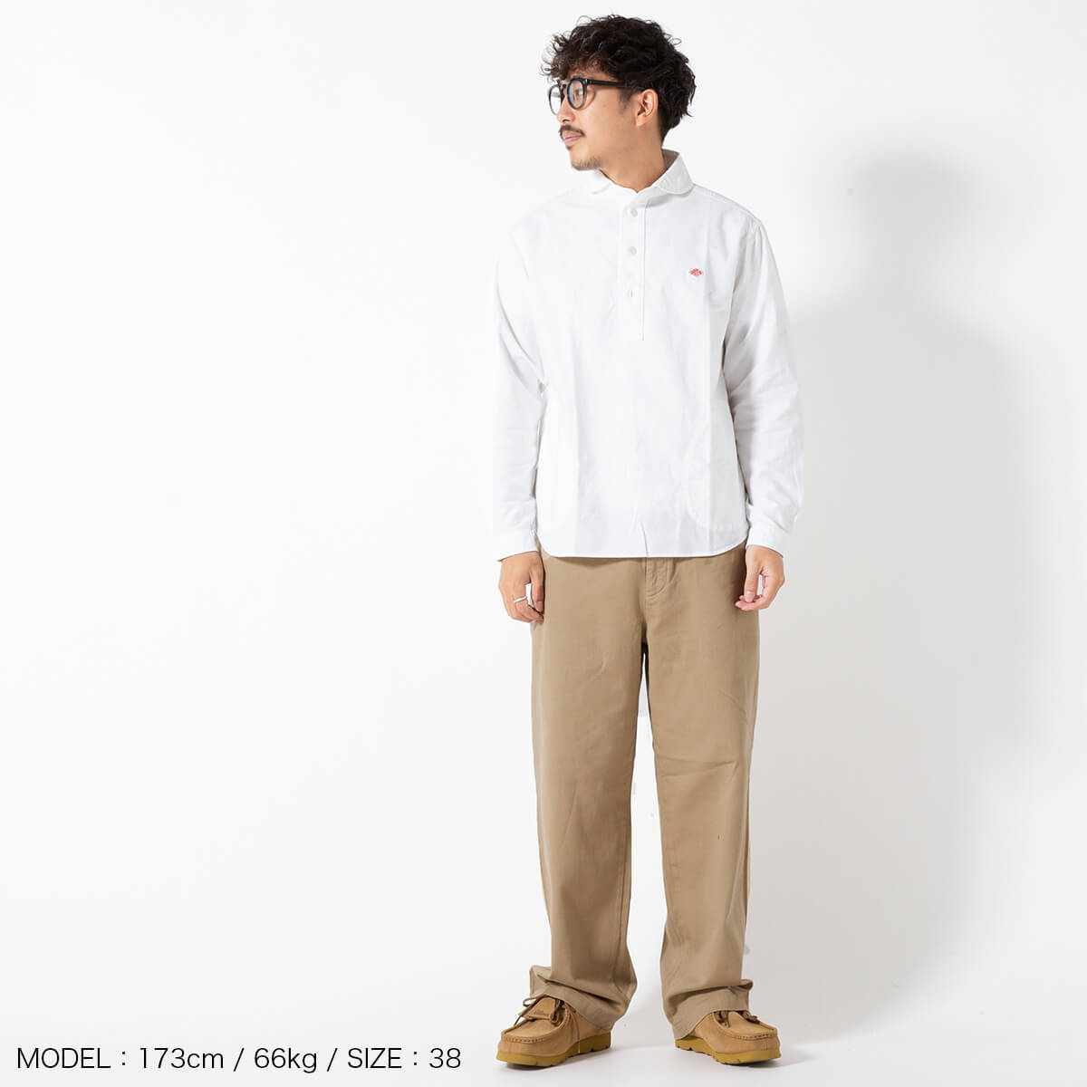 DANTON ダントン ラウンドカラーP.OシャツL/S オックスフォード メンズ