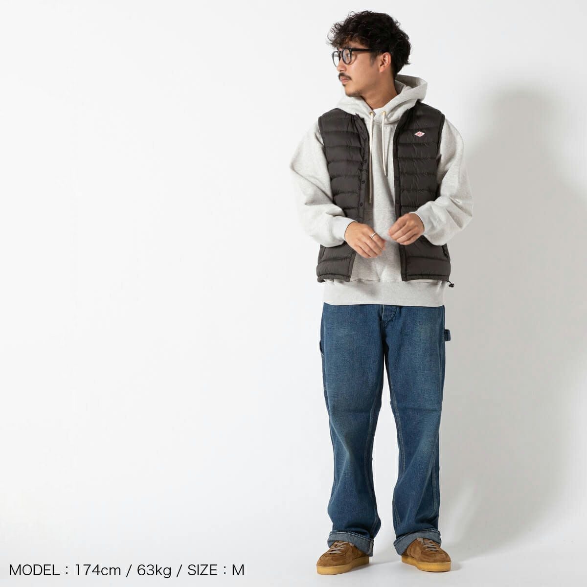 DANTON インナーダウンベスト MEN ◇DANTON(ダントン) MIDDLE DOWN ZIP STAND COLLAR VEST ミドルダウン