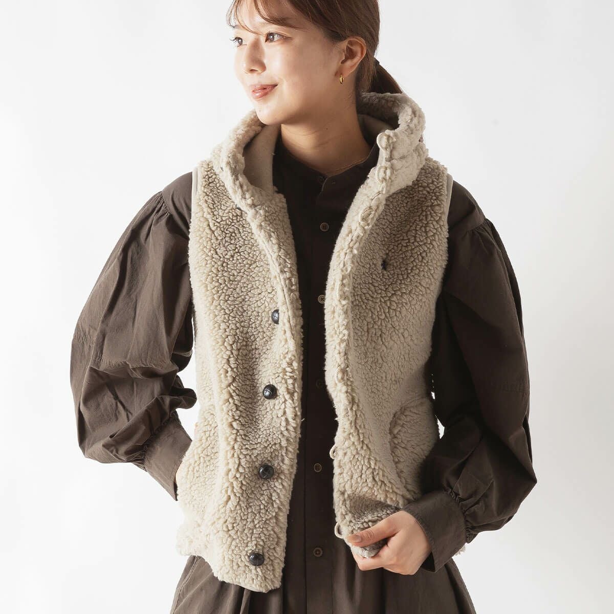 Gymphlex ジムフレックス ボアフーデッドベスト シープボア ユニ