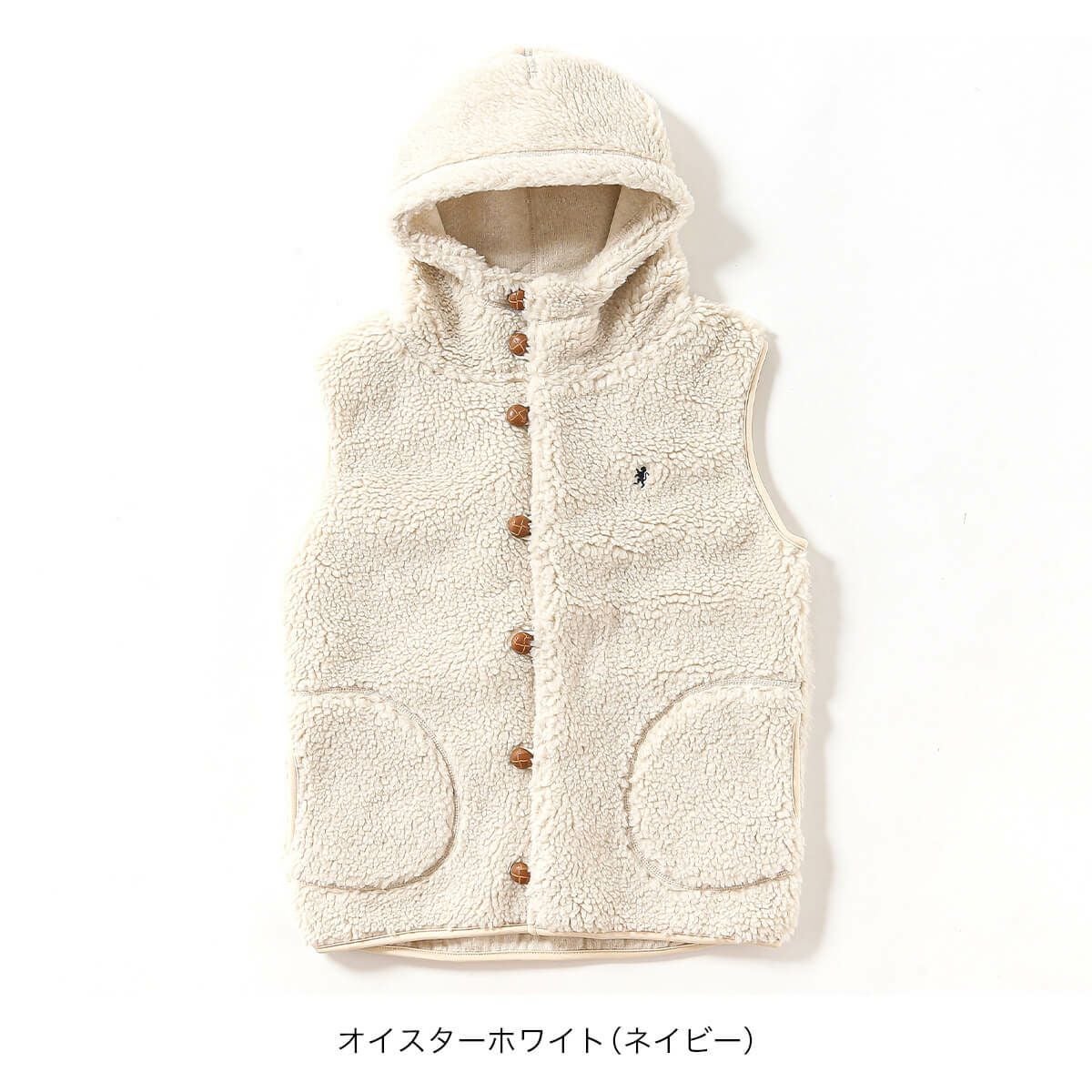 ジムフレックス　Gymphlex BOA 16サイズ　 ボアベスト クリーム色 Gymphlex ジムフレックス ボアフーデッドベスト シープボア ユニ