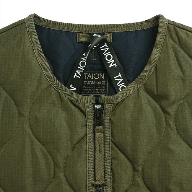TAION タイオン ミリタリーWジップクルーネックダウンジャケット ユニ