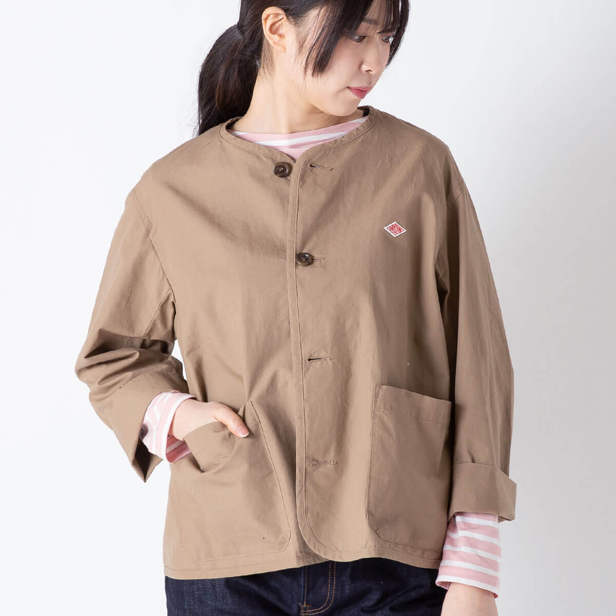 DANTON ダントン カラーレスショートジャケット CFウェザー