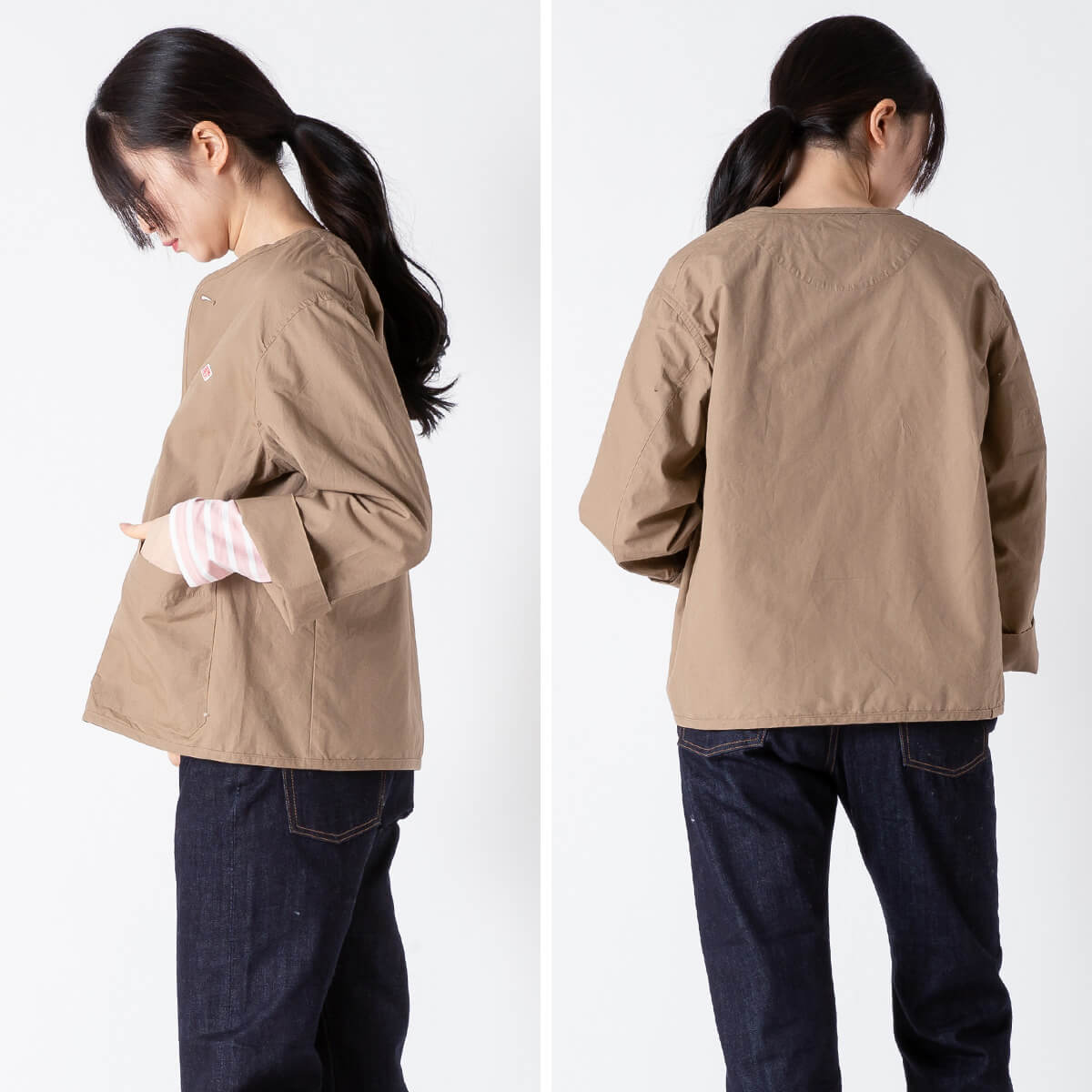 DANTON ダントン カラーレスショートジャケット CFウェザー