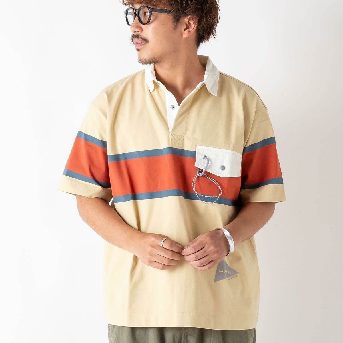 ディセンダント　ラガーシャツ　size1 GRAMICCI×and wander グラミチ×アンドワンダー テックラグビーシャツ