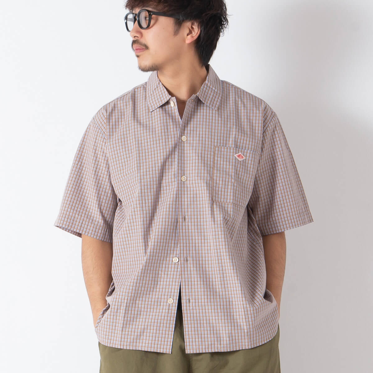 DANTON ダントン ワークシャツS/S [チェック] コットンポプリン