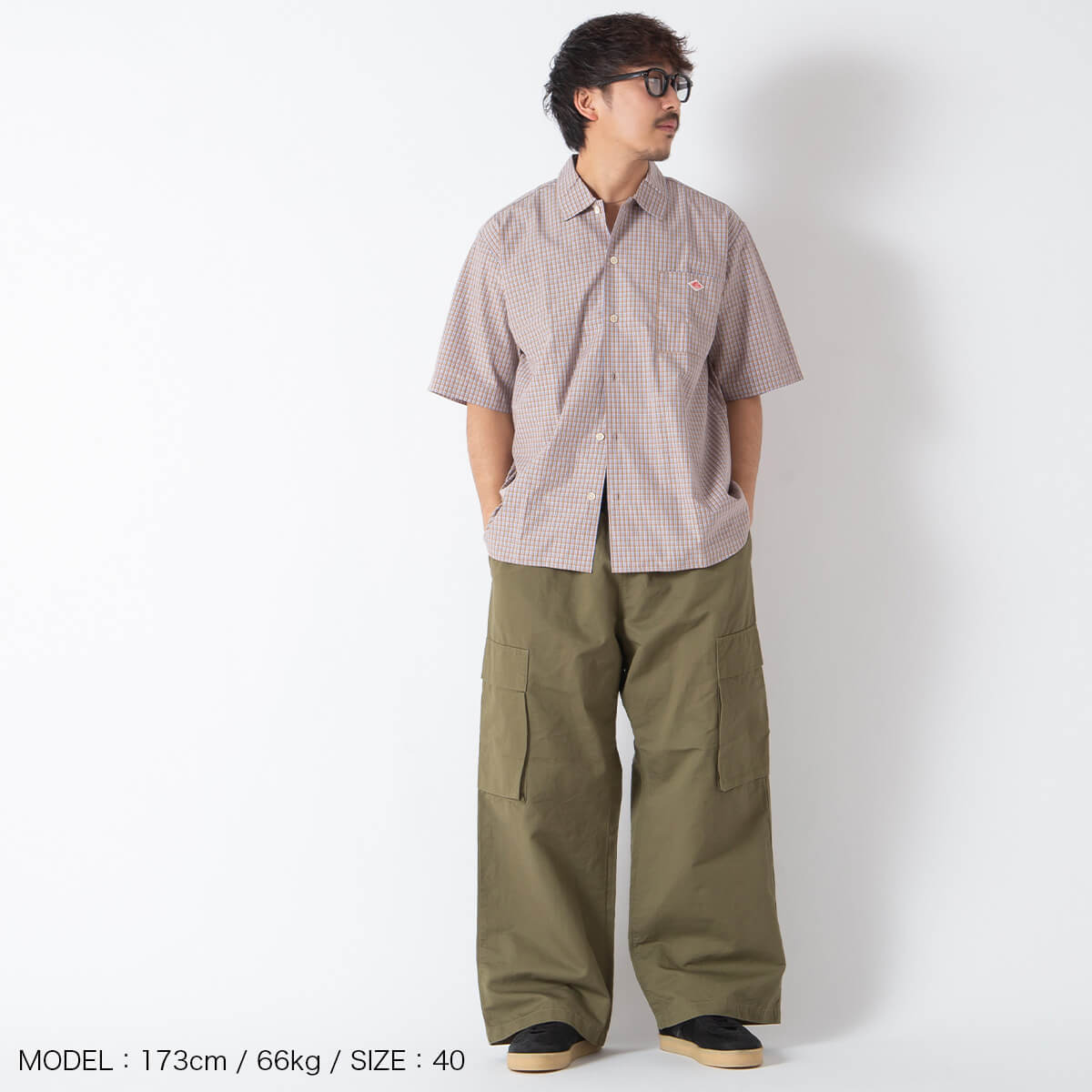 DANTON ダントン ワークシャツS/S [チェック] コットンポプリン