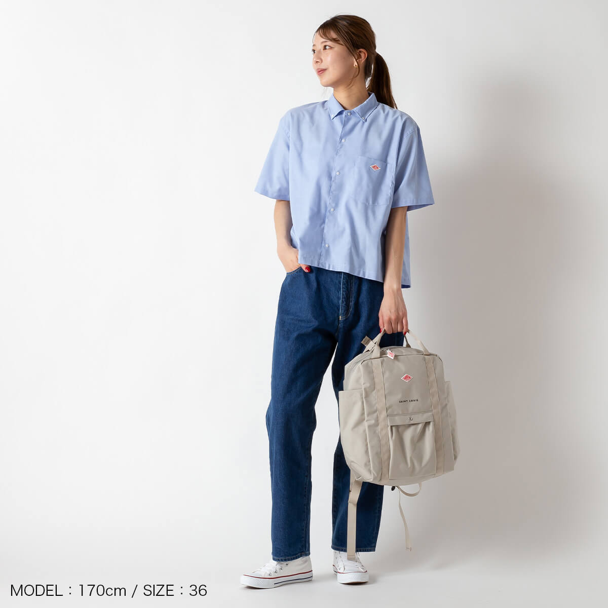 DANTON ダントン ドットボタンB.D.ショートシャツS/S ポリエステル