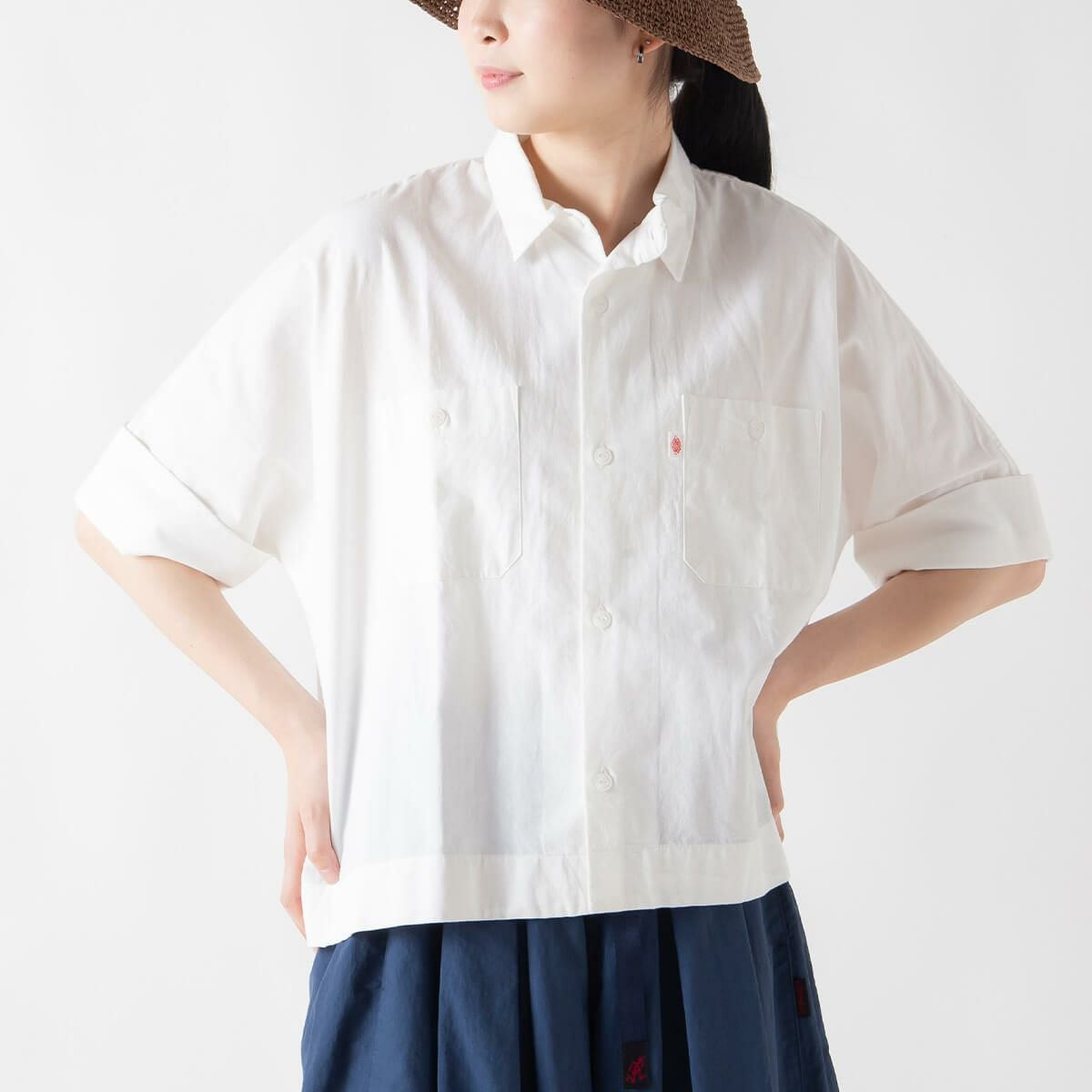 DANTON ダントン ドットボタンB.D.ショートシャツS/S ポリエステル