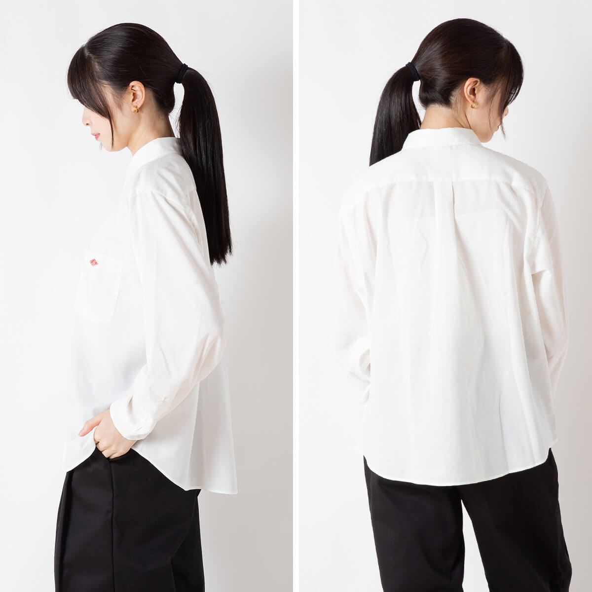 DANTON ダントン ドットボタンレギュラーカラーシャツL/S ポリエステル