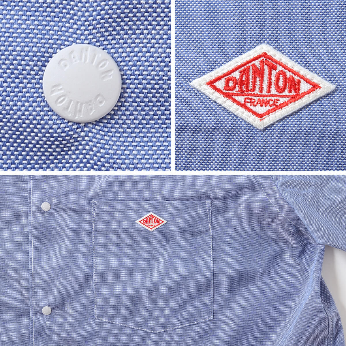 DANTON ダントン ドットボタンレギュラーカラーシャツL/S ポリエステル