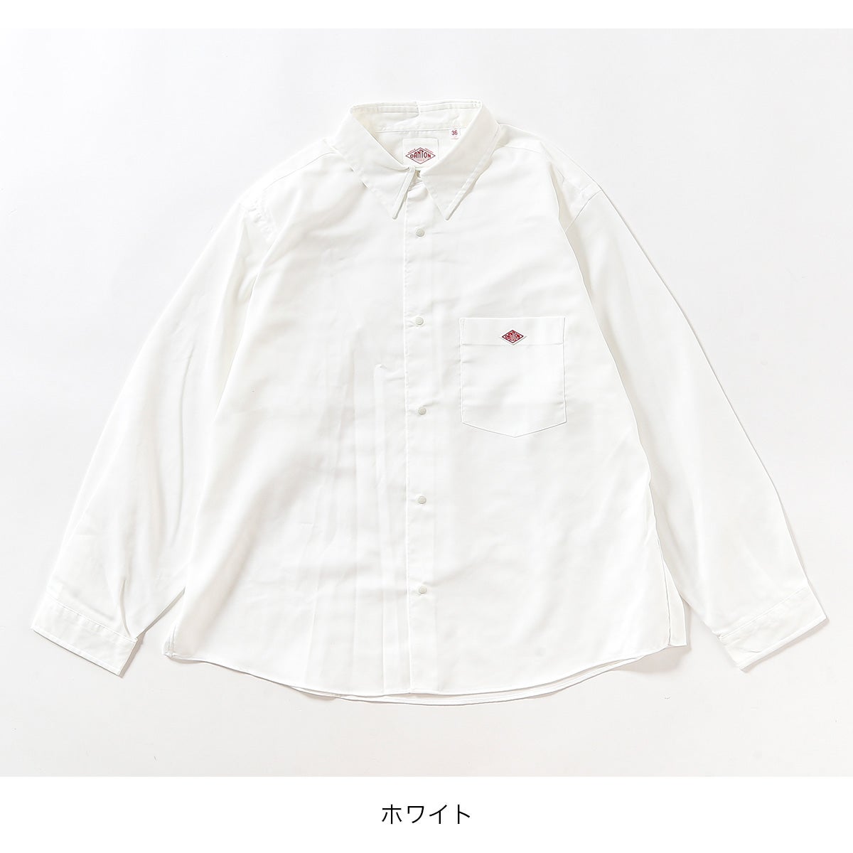 DANTON ホワイト ポロシャツ　38 DANTON Men's Oxford Round Collar Pullover Shirt