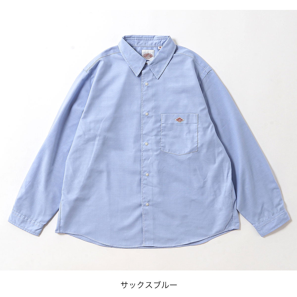 DANTON ダントン ドットボタンレギュラーカラーシャツL/S ポリエステル