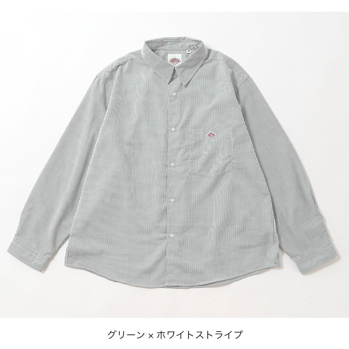 DANTON 長袖シャツ サイズ38 グレー ◇DANTON(ダントン) BAND COLLAR SHIRT L/S バンドカラーシャツ ロング