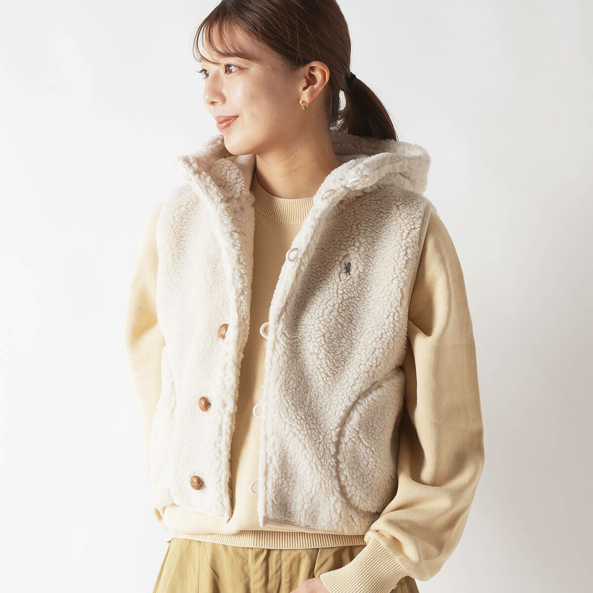 Gymphlex ジムフレックス ボアフーデッドショートベスト シープボア