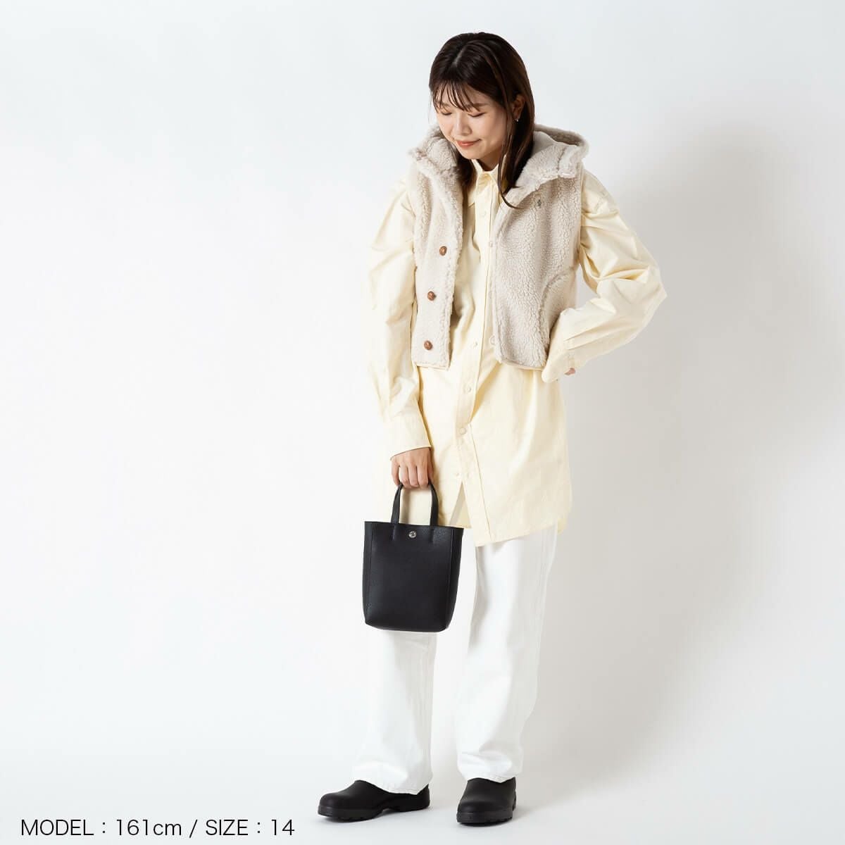 SSOOOK ボア·ラビット·ベスト【アイボリー】Mサイズ 30%OFF処分価格】生地 スーパーラビットボア 【W巾 1mカットクロス