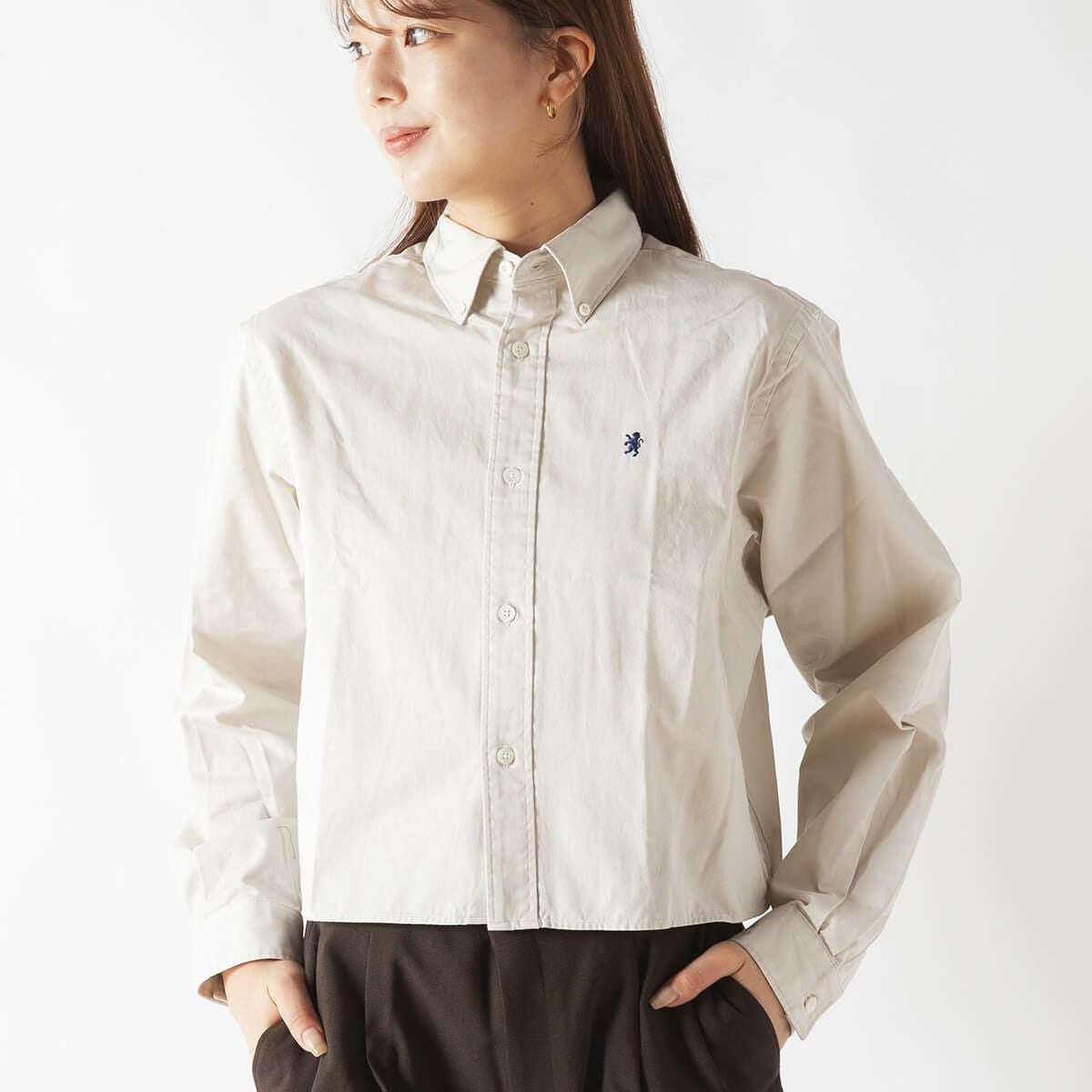 DANTON ダントン ドットボタンレギュラーカラーシャツL/S ポリエステル