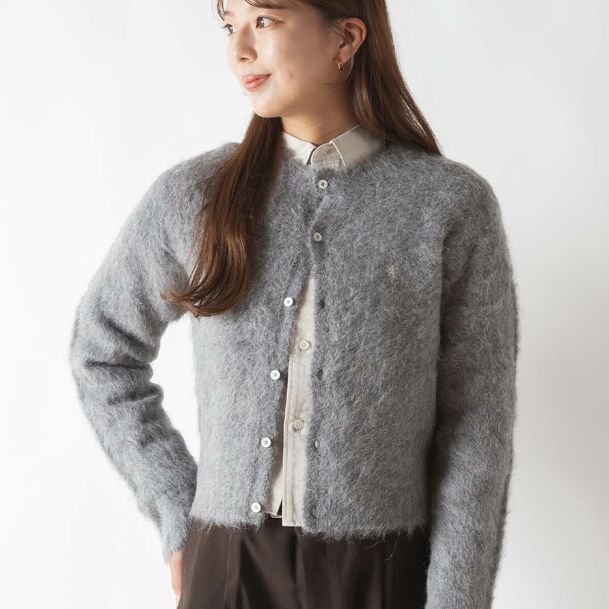 Gymphlex ジムフレックス クルーネックショートカーディガン シャギー