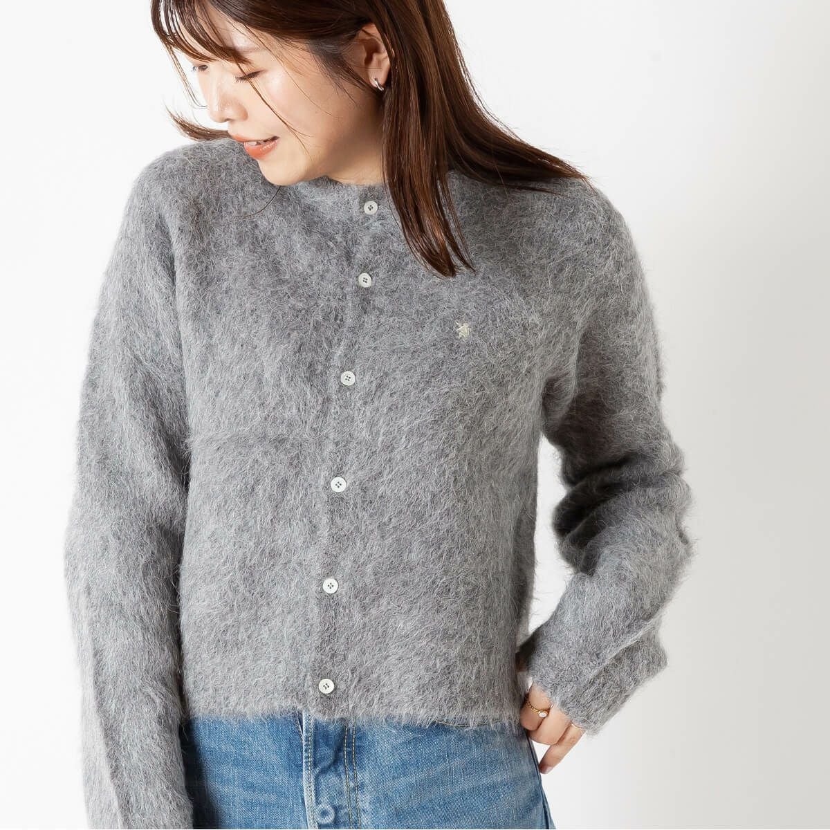 Gymphlex ジムフレックス クルーネックショートカーディガン シャギー