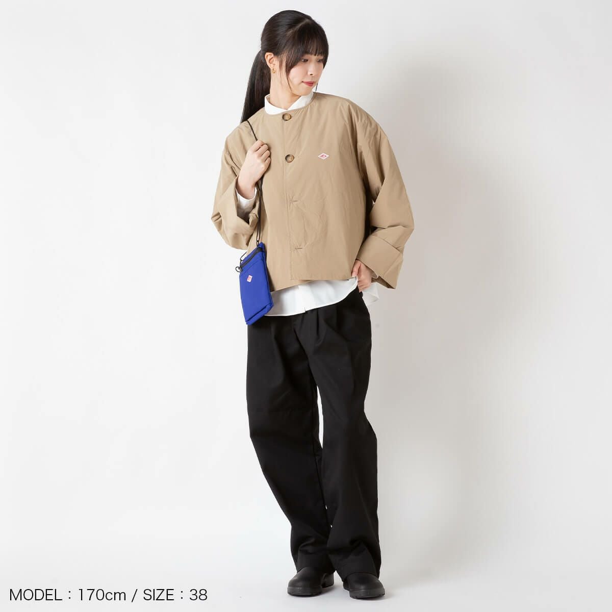 DANTON ダントン カラーレスジャケット ポリエステル/ナイロンタフタ