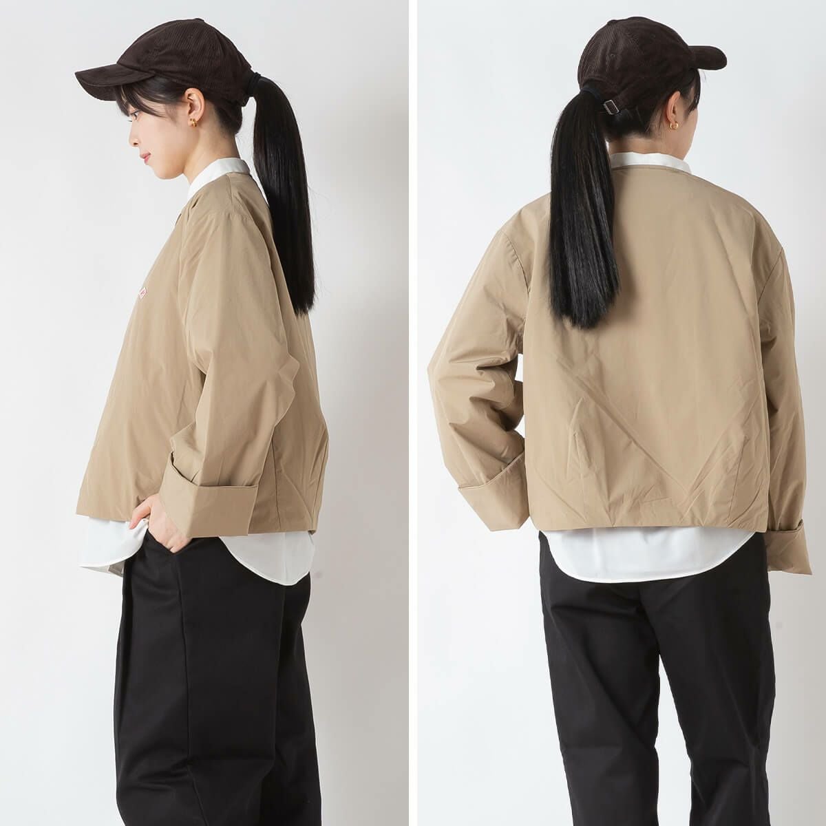 DANTON ダントン カラーレスジャケット ポリエステル/ナイロンタフタ