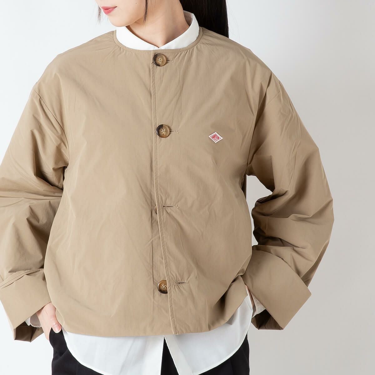 DANTON ダントン カラーレスジャケット ポリエステル/ナイロンタフタ