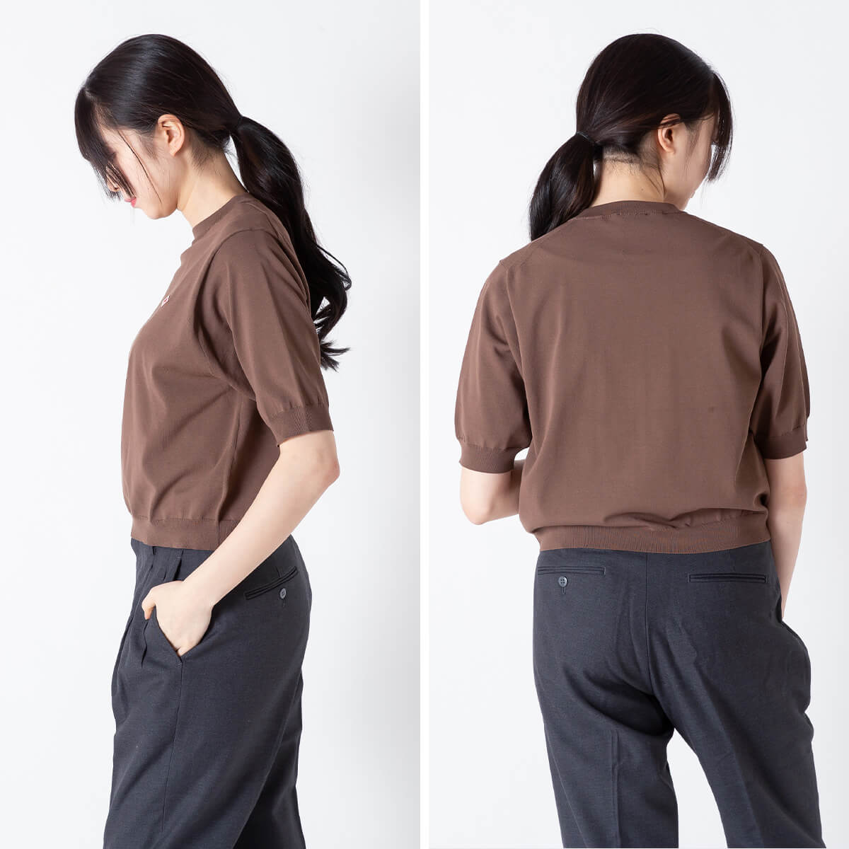 DANTON ダントン ハーフスリーブクルーネック ジャージニット