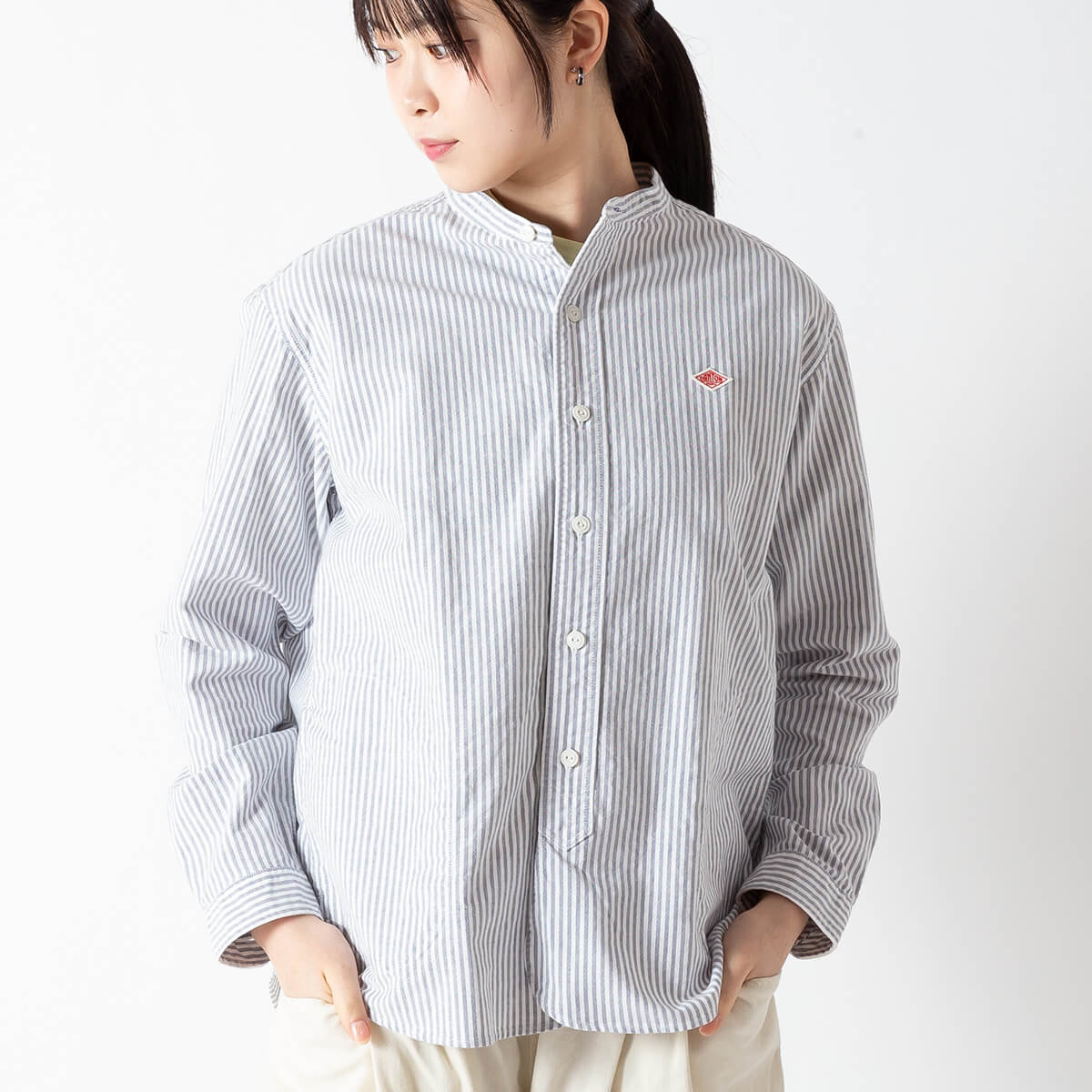DANTON ダントン バンドカラーシャツL/S オックスフォード【ウィメンズ
