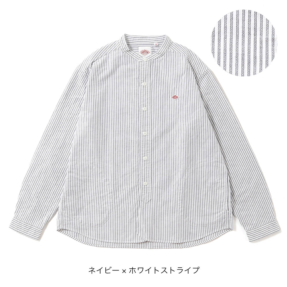 DANTON ダントン バンドカラーシャツL/S オックスフォードプレイド