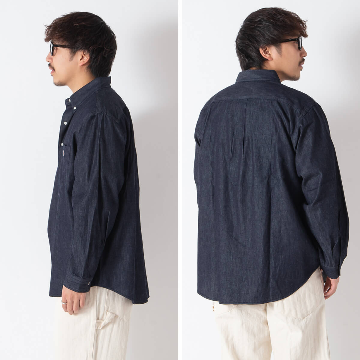 DANTON ダントン ドットボタンB.D.シャツL/S デニムダンガリー メンズ