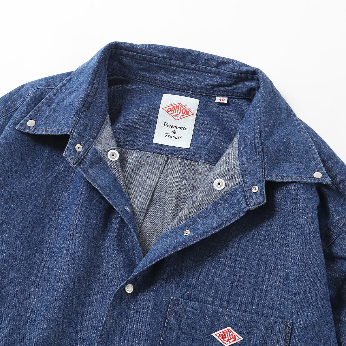 DANTON ダントン ドットボタンB.D.シャツL/S デニムダンガリー メンズ