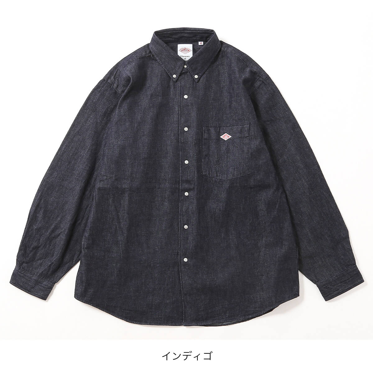 DANTON ダントン ドットボタンB.D.シャツL/S デニムダンガリー メンズ