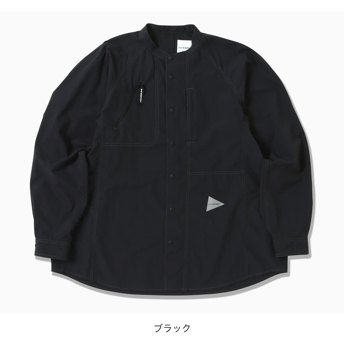and wander アンドワンダー ストレッチリップバンドカラーシャツ