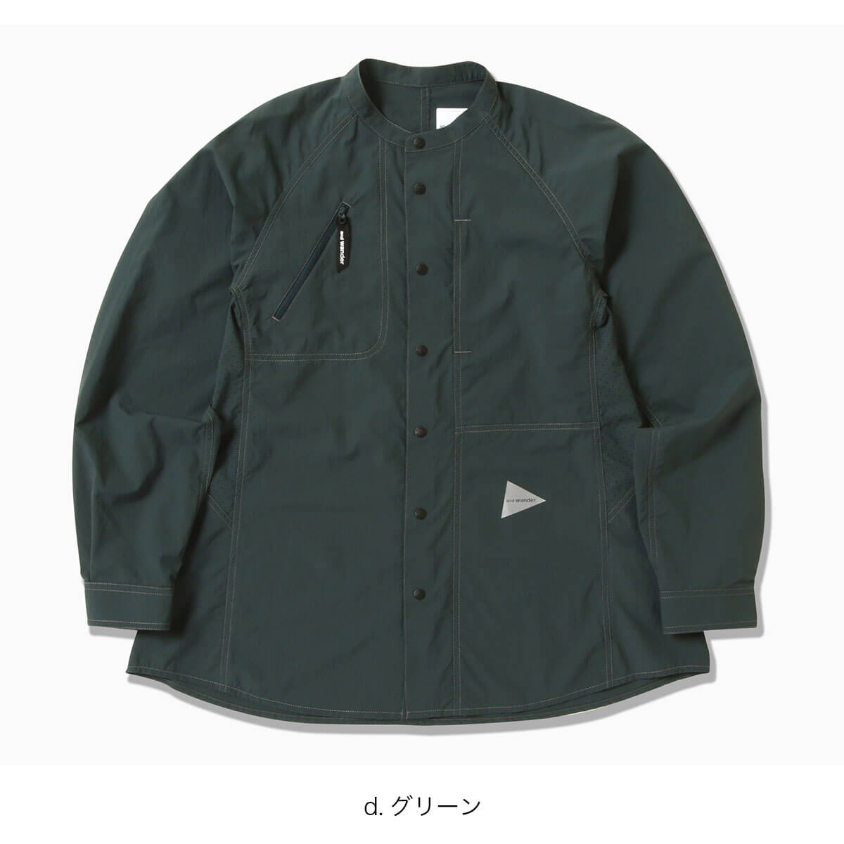 and wander アンドワンダー ストレッチリップバンドカラーシャツ
