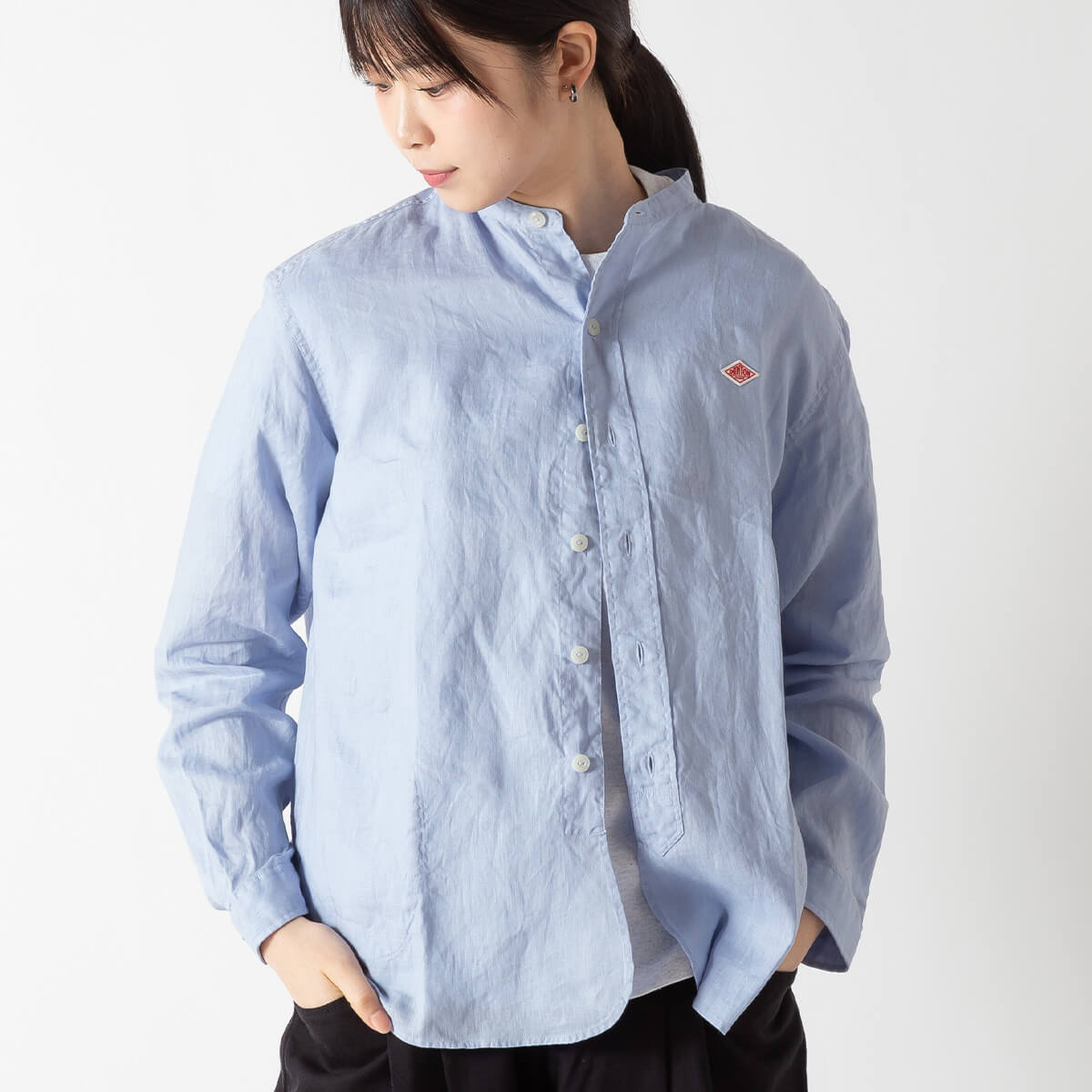 DANTON ダントン バンドカラーシャツL/S リネンクロス【ウィメンズ