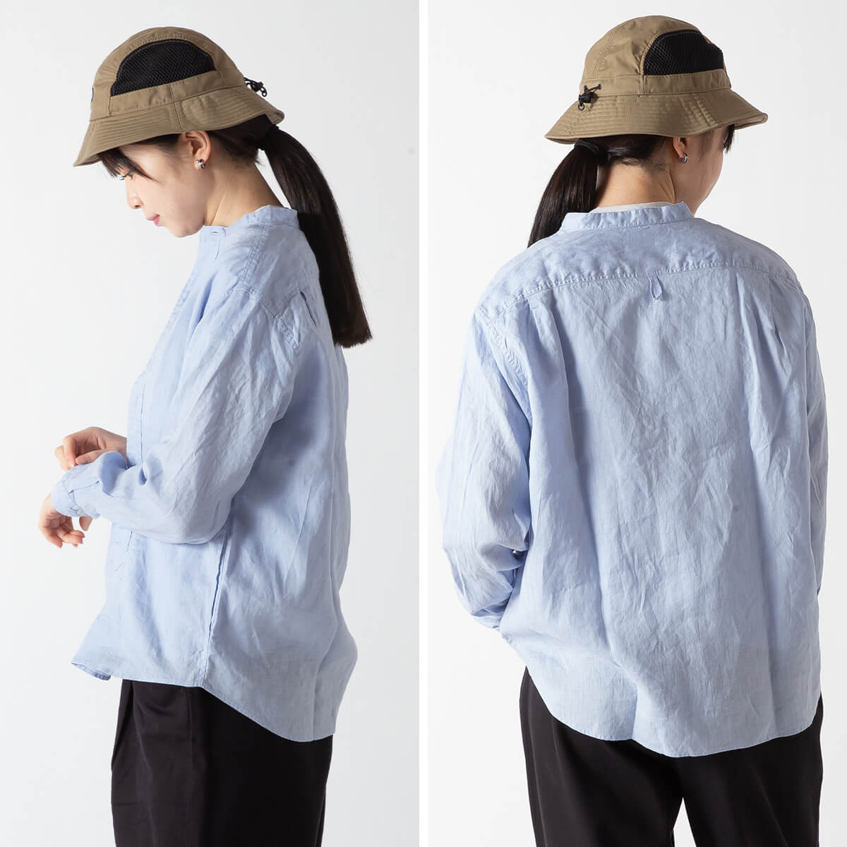 DANTON ダントン バンドカラーシャツL/S リネンクロス【ウィメンズ