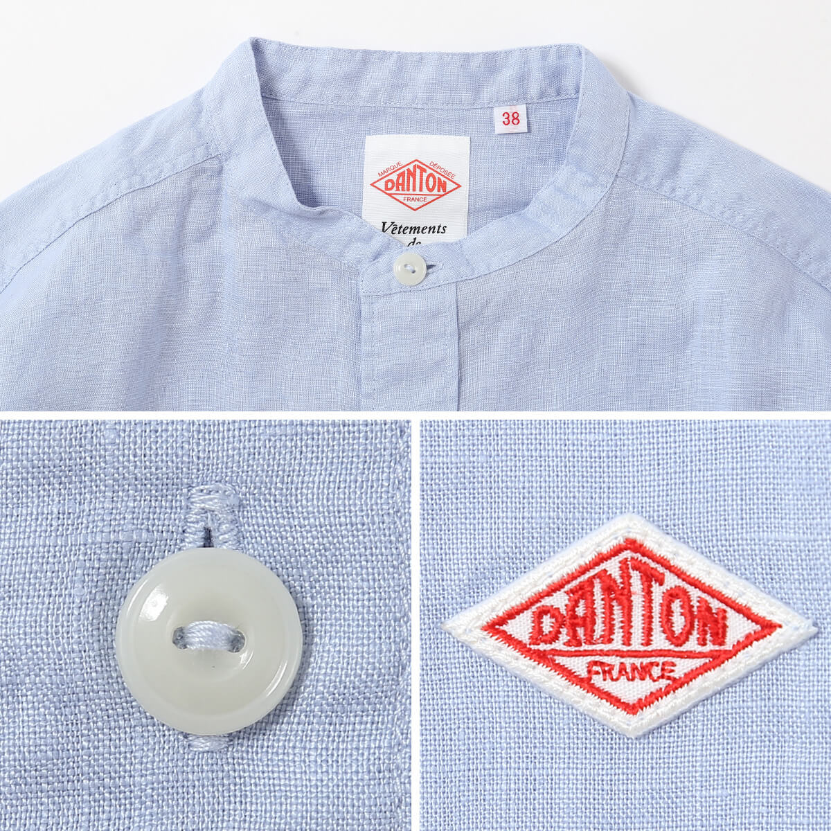 DANTON ダントン バンドカラーシャツL/S リネンクロス【ウィメンズ