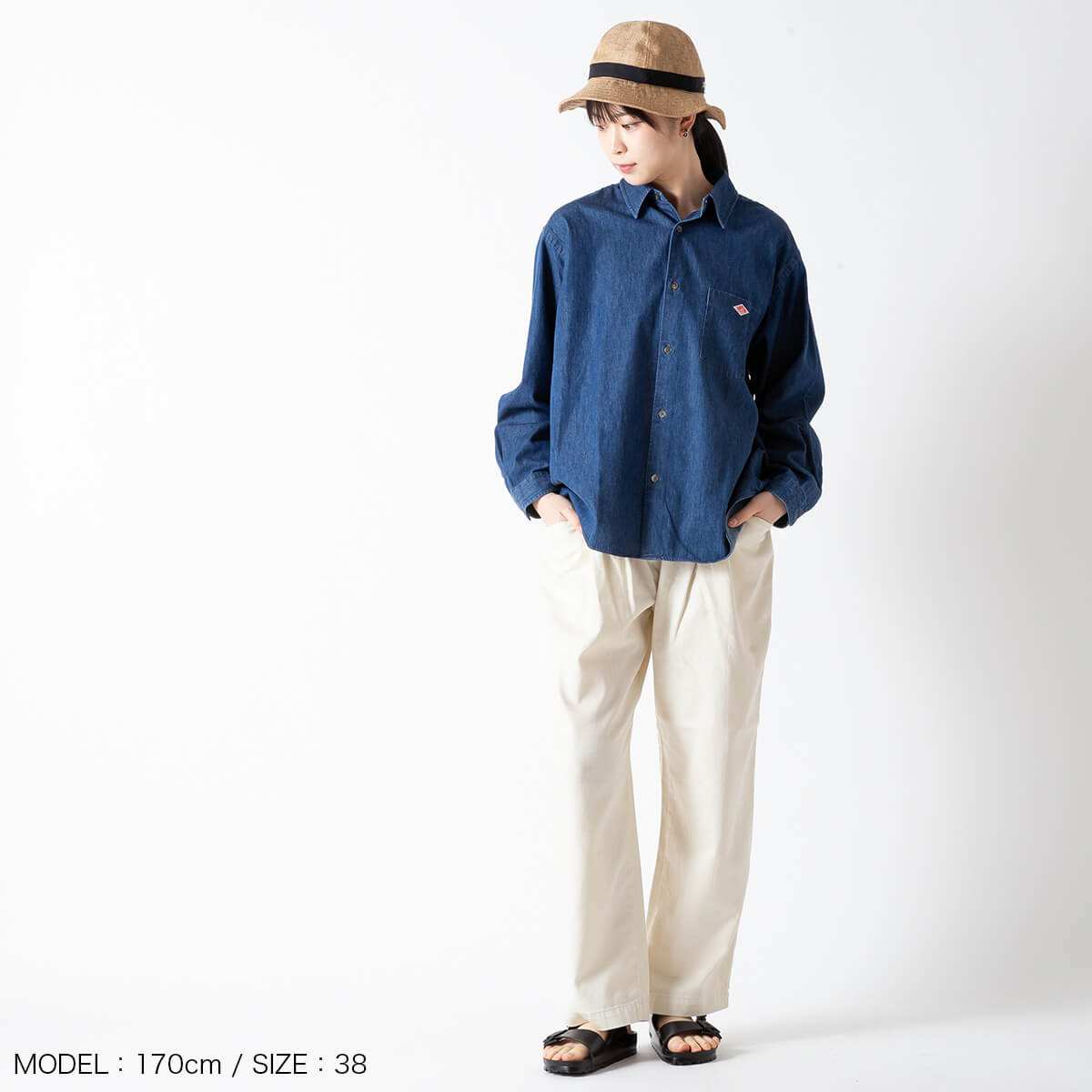DANTON ダントン タックパンツ ルーズチノクロス【ウィメンズ