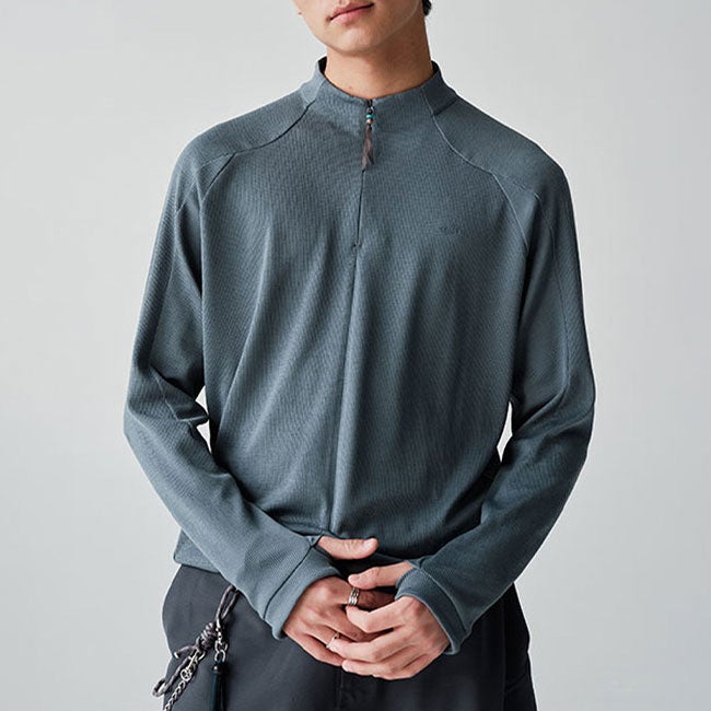 BLUE MONTE ブルーモンテ クールマックスウールハーフジップTシャツ