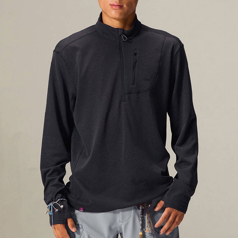 BLUE MONTE ブルーモンテ フリースハーフジップ長袖Tシャツメンズ