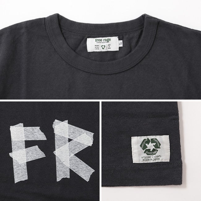 free rage フリーレイジ リサイクルコットンTシャツ(テープピースロゴ