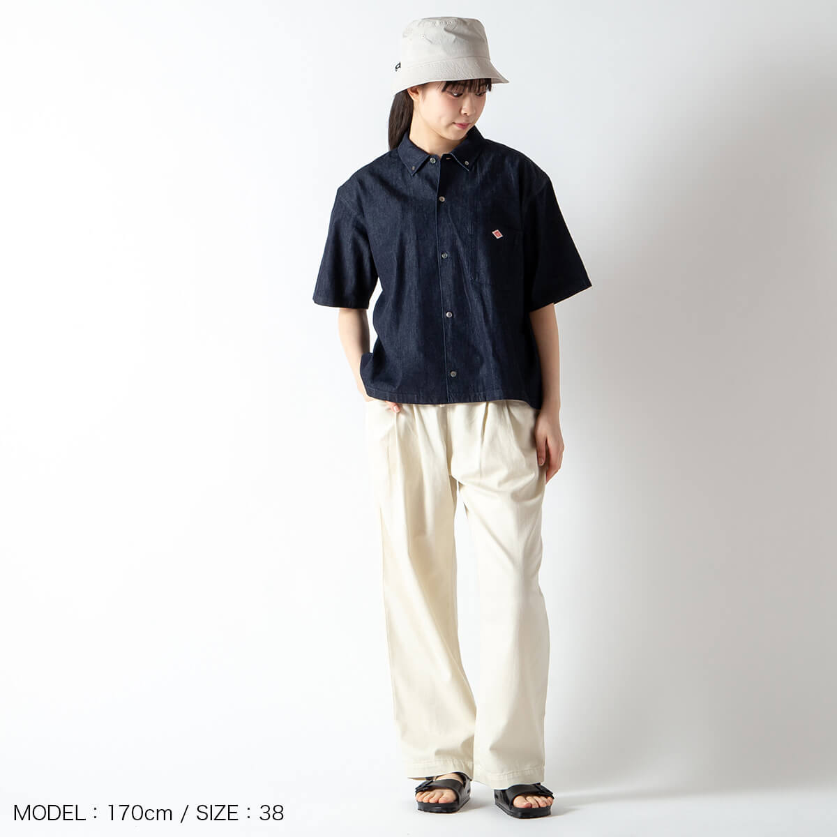 DANTON ダントン B.D.ショートシャツS/S デニムダンガリー【ウィメンズ