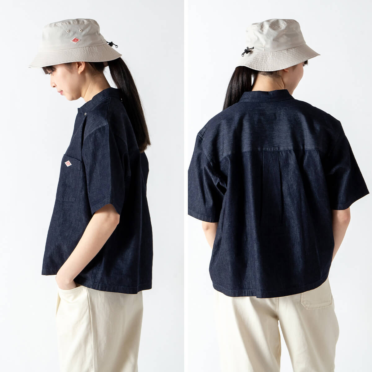 DANTON ダントン B.D.ショートシャツS/S デニムダンガリー【ウィメンズ