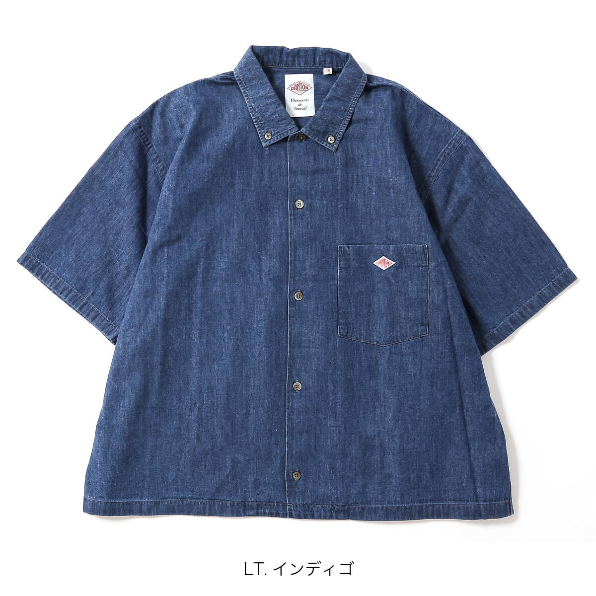 DANTON ダントン B.D.ショートシャツS/S デニムダンガリー【ウィメンズ