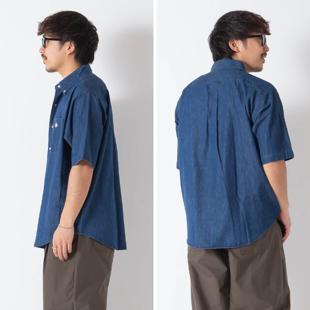DANTON ダントン ドットボタンB.D.シャツS/S デニムダンガリー メンズ