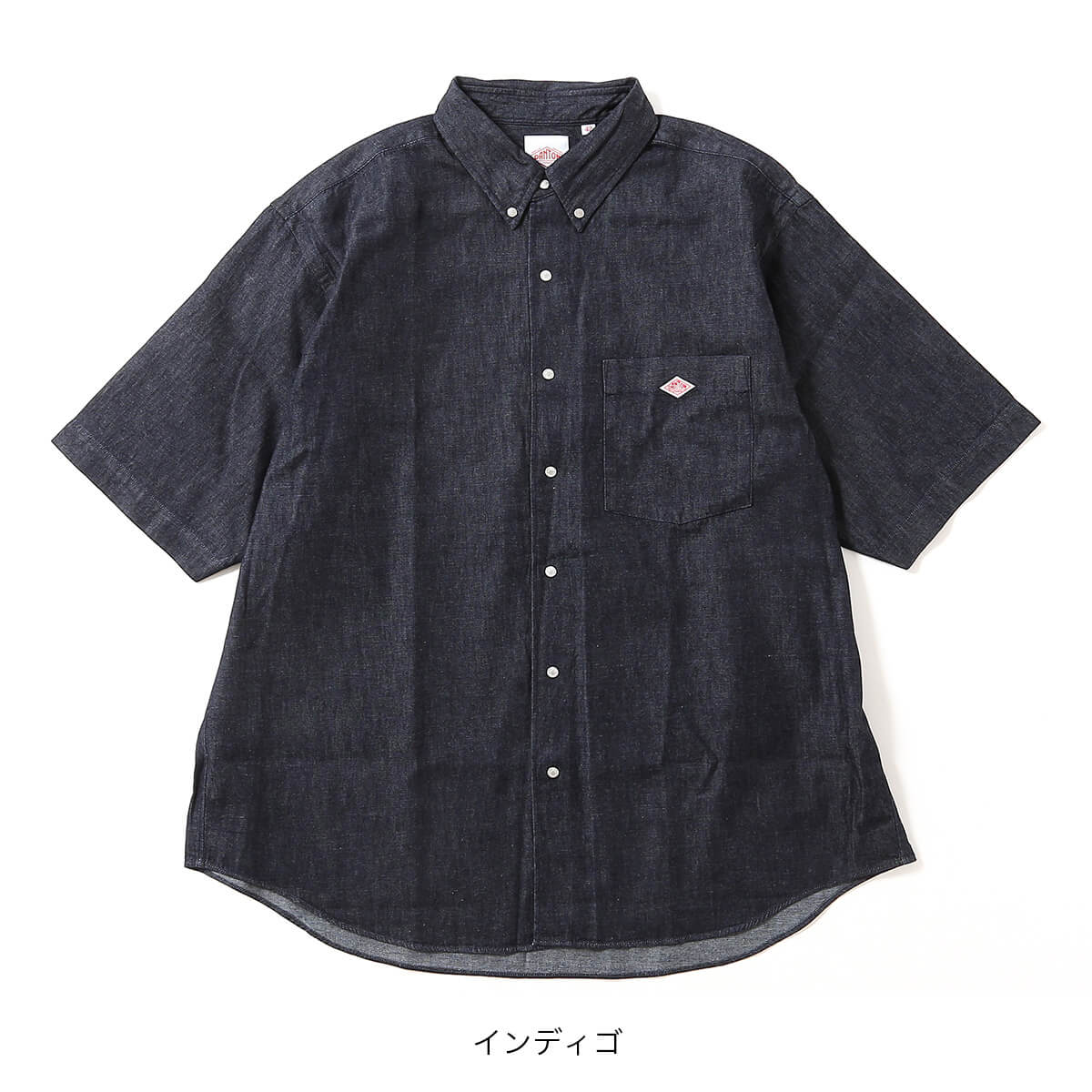DANTON ダントン ドットボタンB.D.シャツS/S デニムダンガリー メンズ